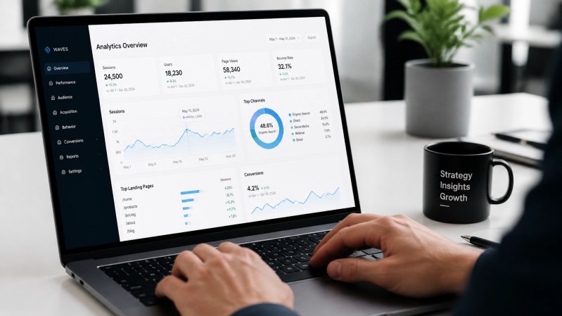 Professional analyzing website analytics and performance metrics
