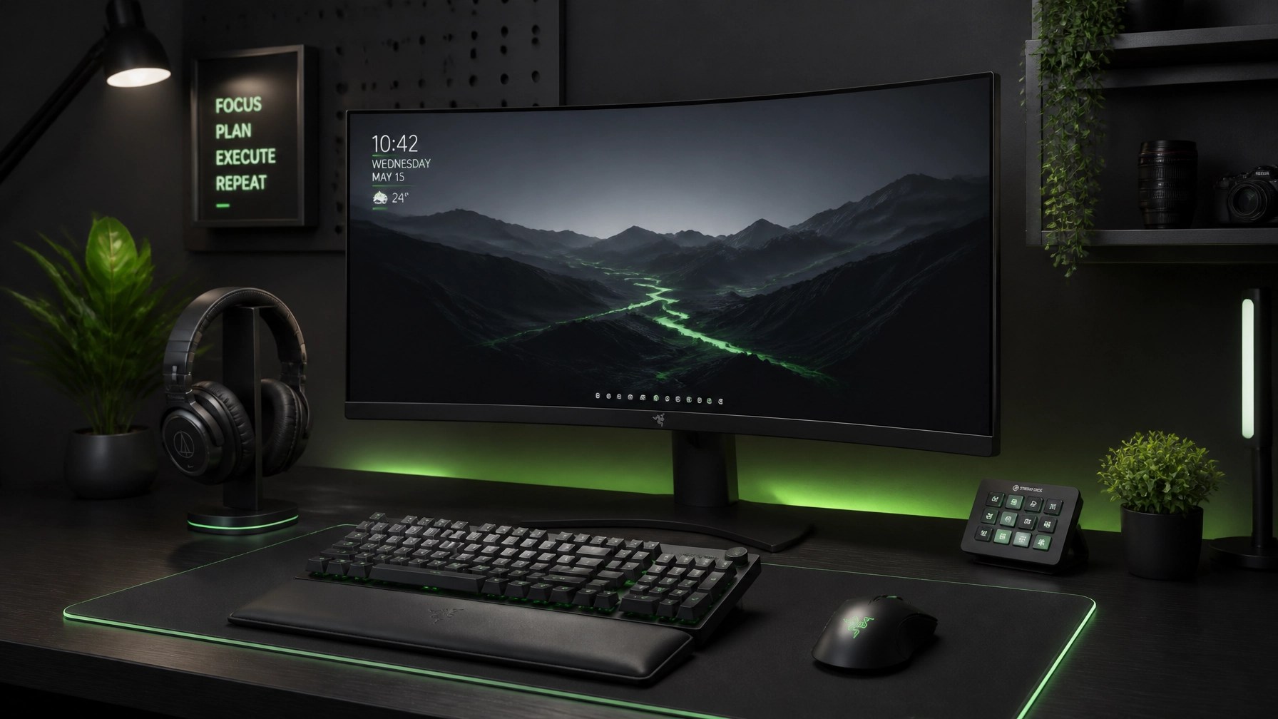Premium tech workspace featuring curated electronics and gadgets