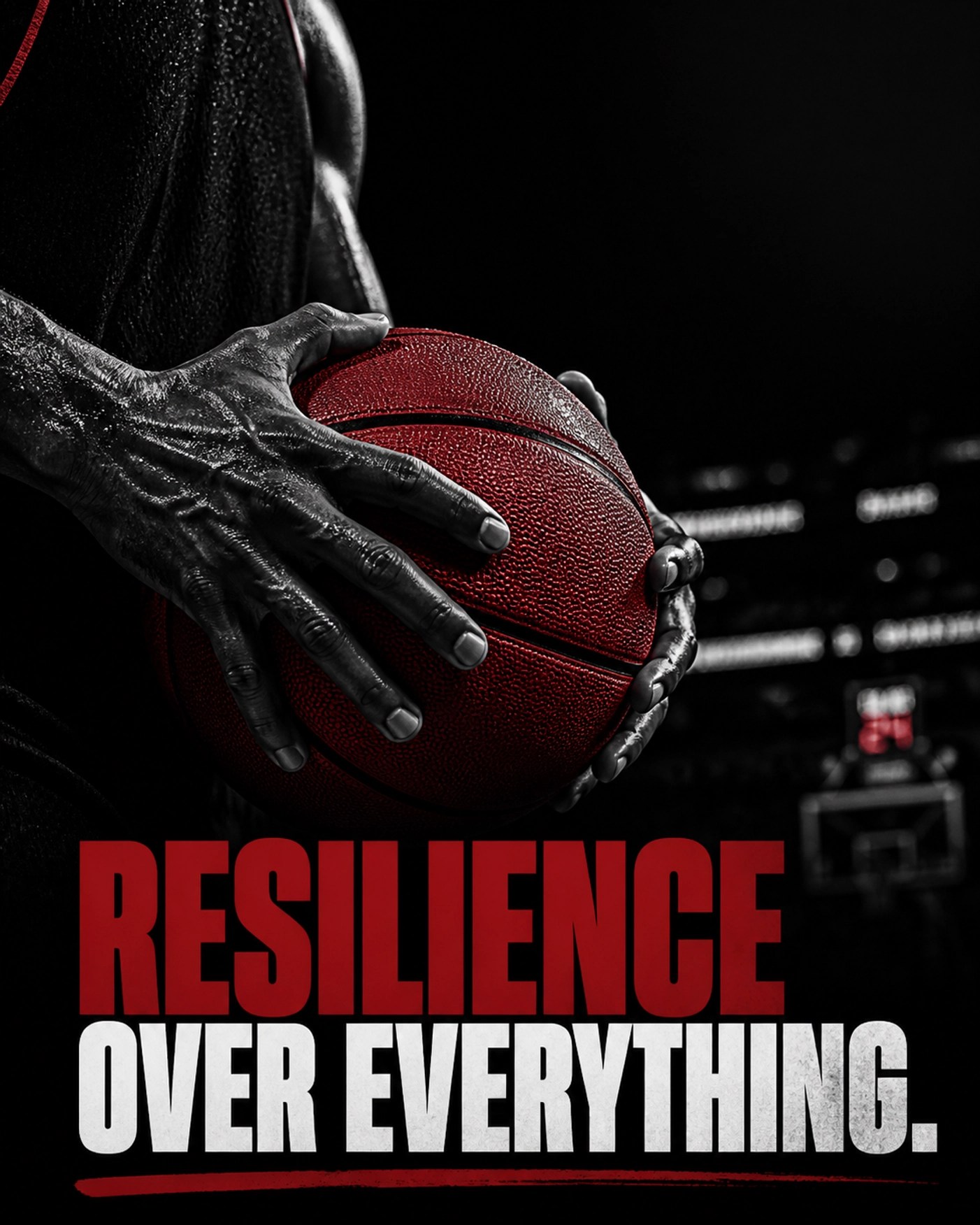 Basketball player gripping ball intensely representing NBA playoff resilience and Miami Heat culture.