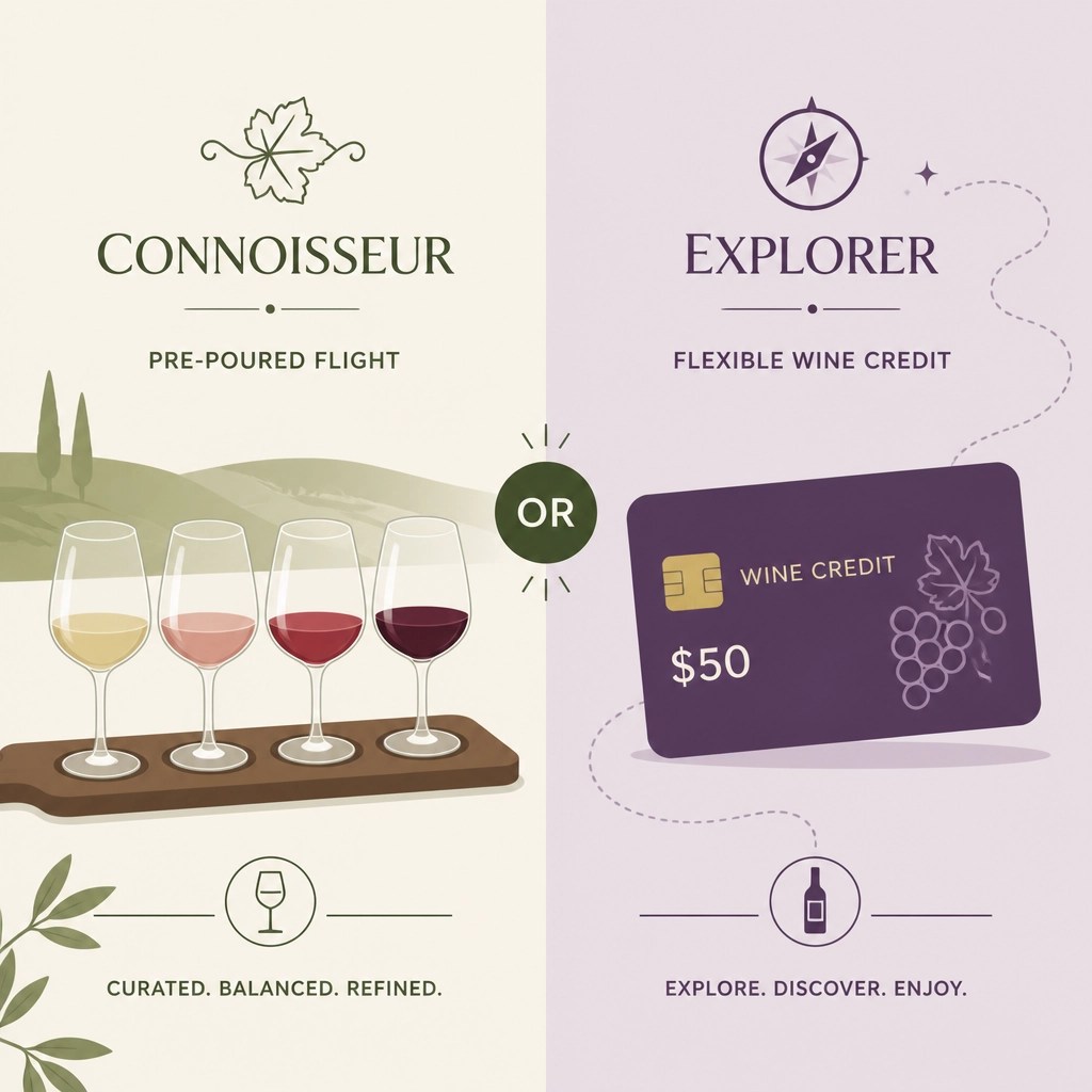 Minimalist illustration of Connoisseur vs Explorer options