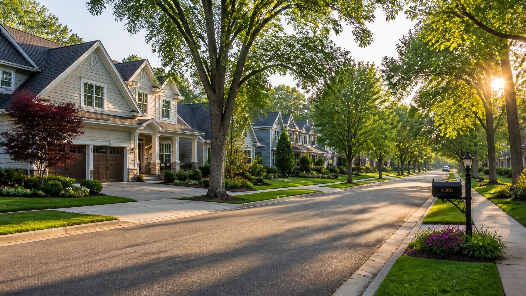 Beautiful suburban street in Greene County, Ohio
