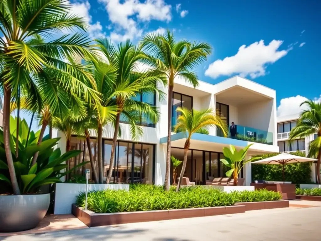 A contemporary luxury property in Coral Gables showing high curb appeal