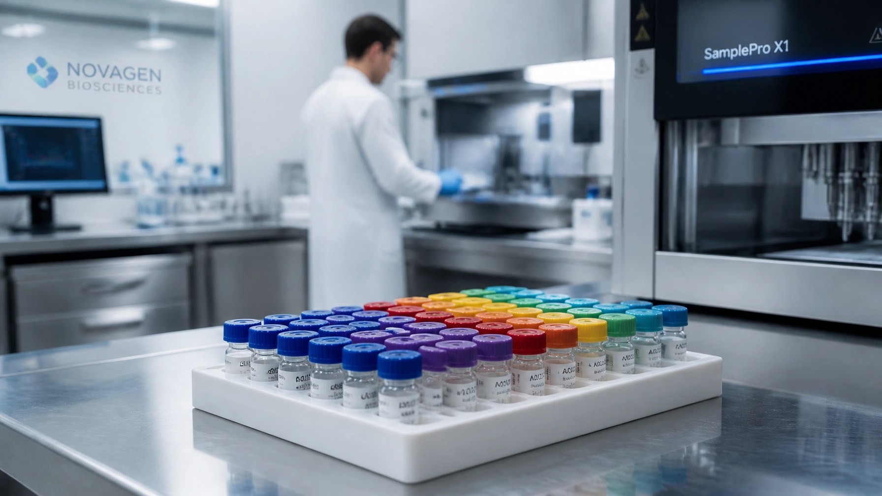 Modern laboratory setting with research vials