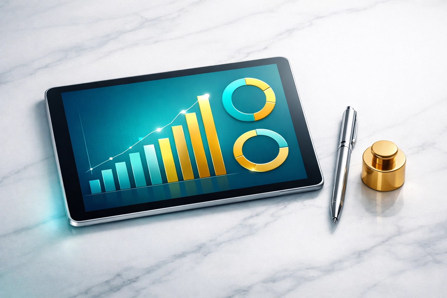 Digital data visualization of campaign finance reporting on a tablet, symbolizing accuracy and professional compliance.