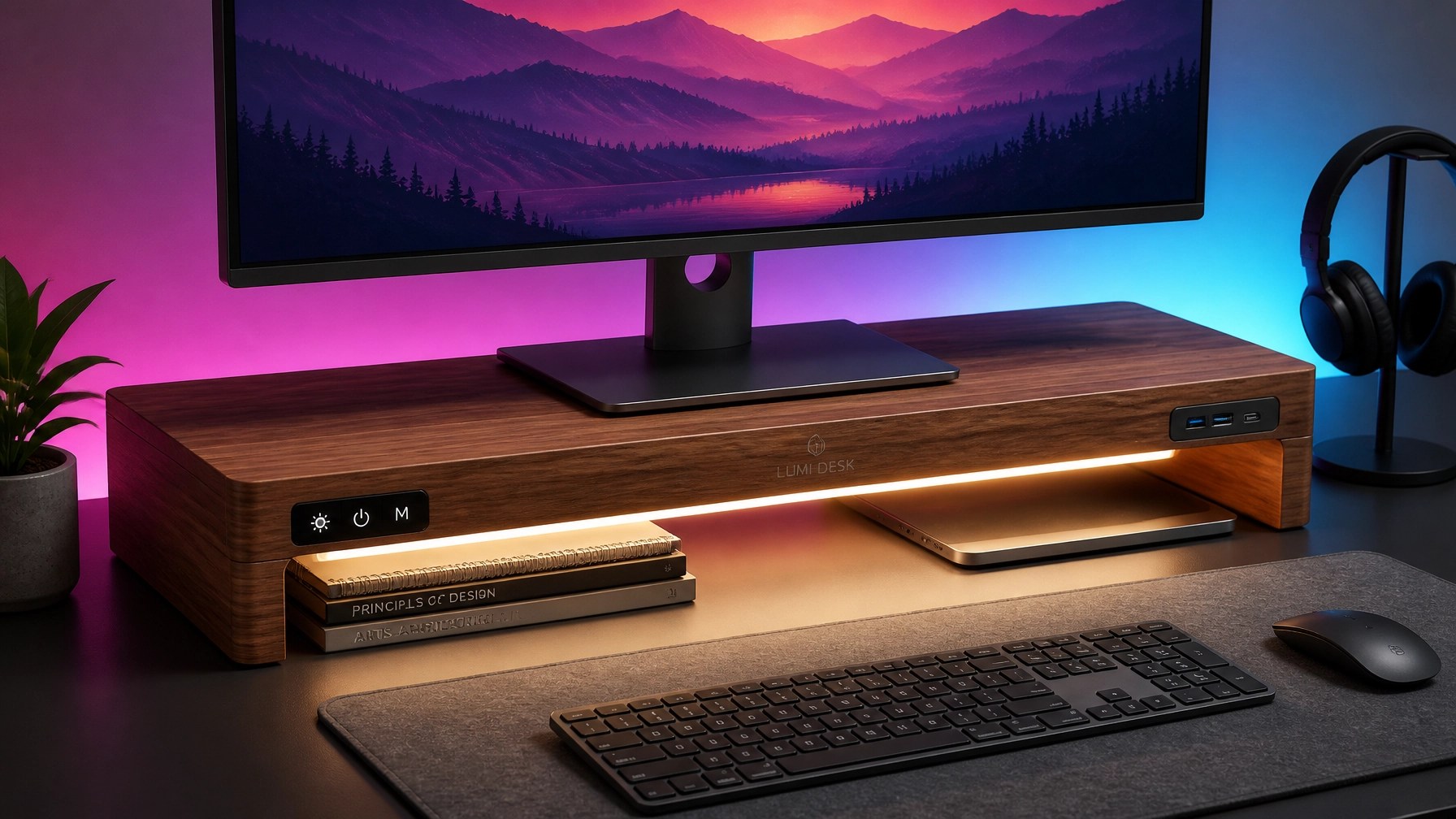 Nanoleaf Smart LED Monitor Stand with ambient lighting