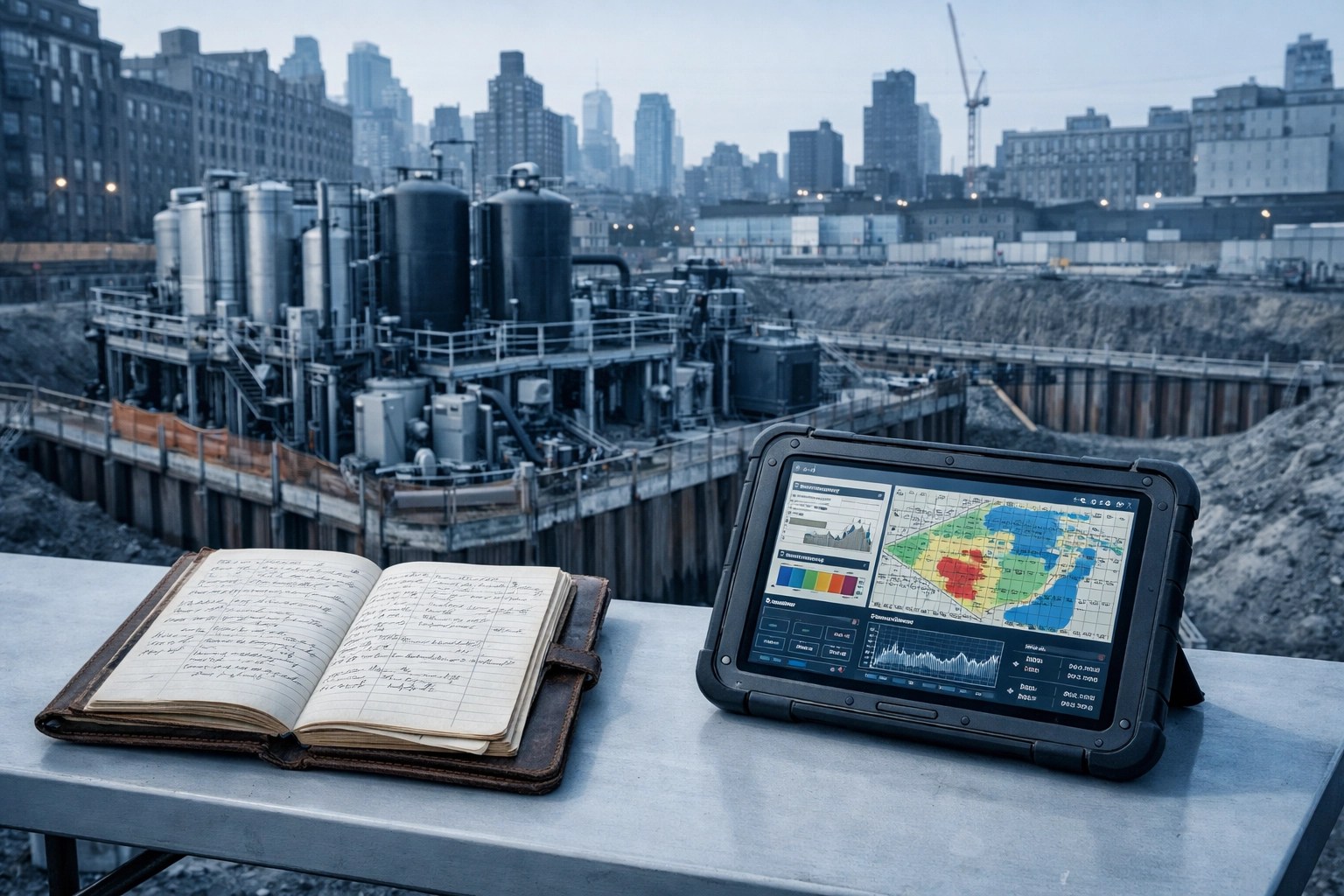 Remediation oversight at a NYC brownfield site using soil logs and real-time GIS data for environmental compliance.
