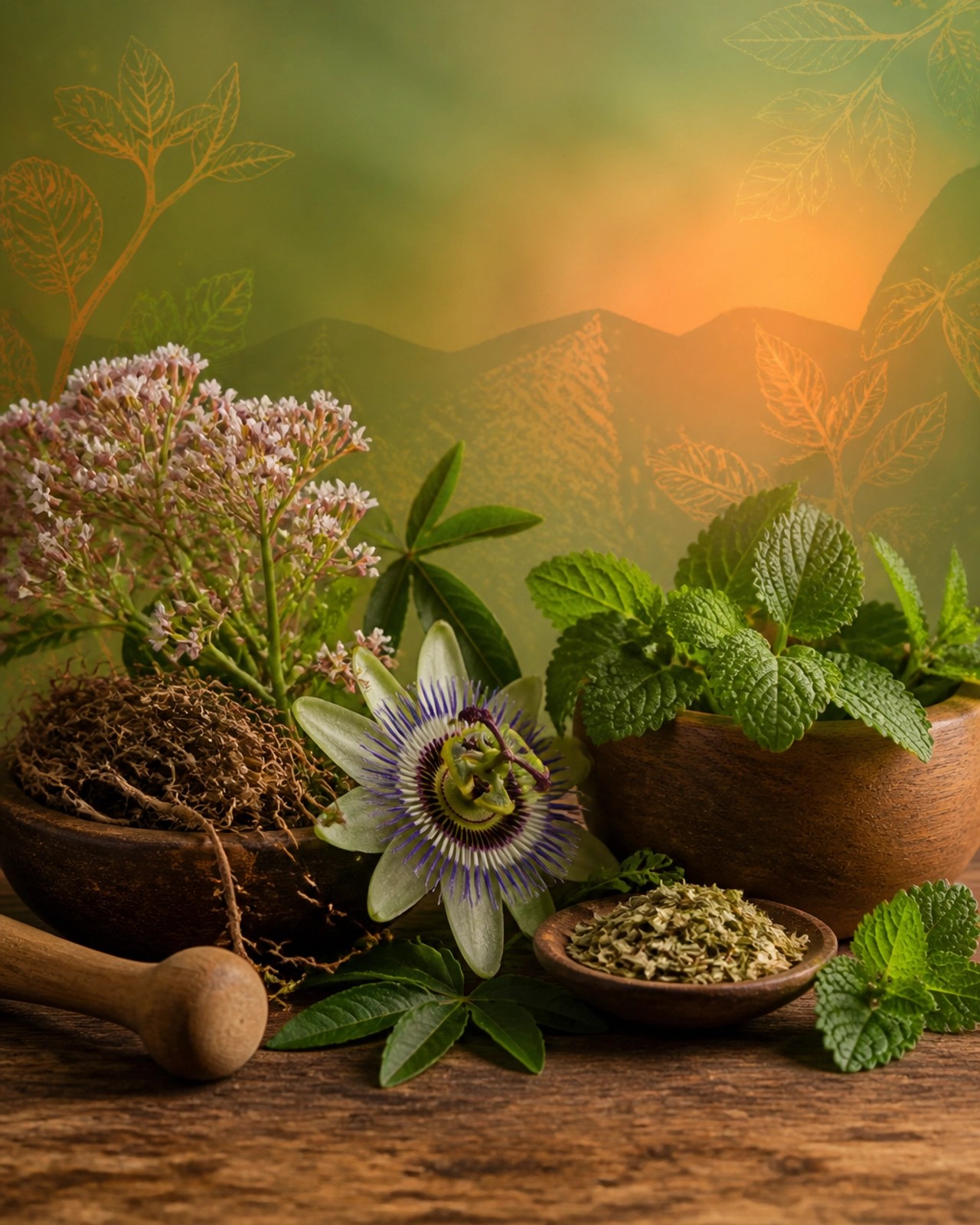 Composición artística de plantas medicinales colombianas para el sueño