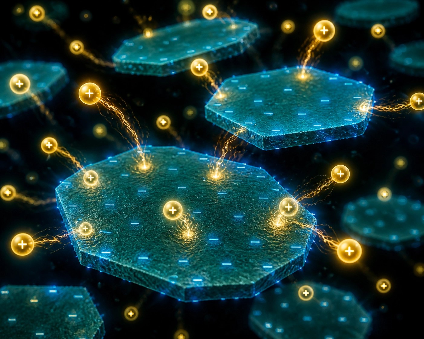 Microscopic view of healing clay particles magnetically pulling positively charged toxins from the skin.