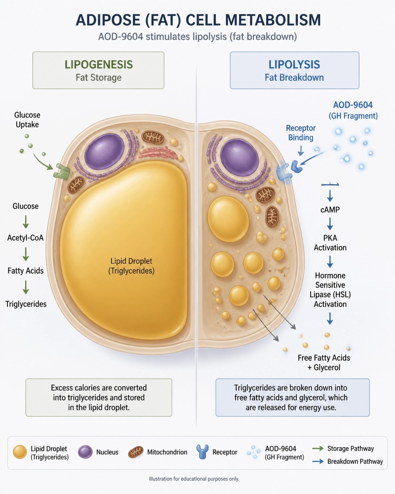 Clinical diagram of lipolysis vs lipogenesis