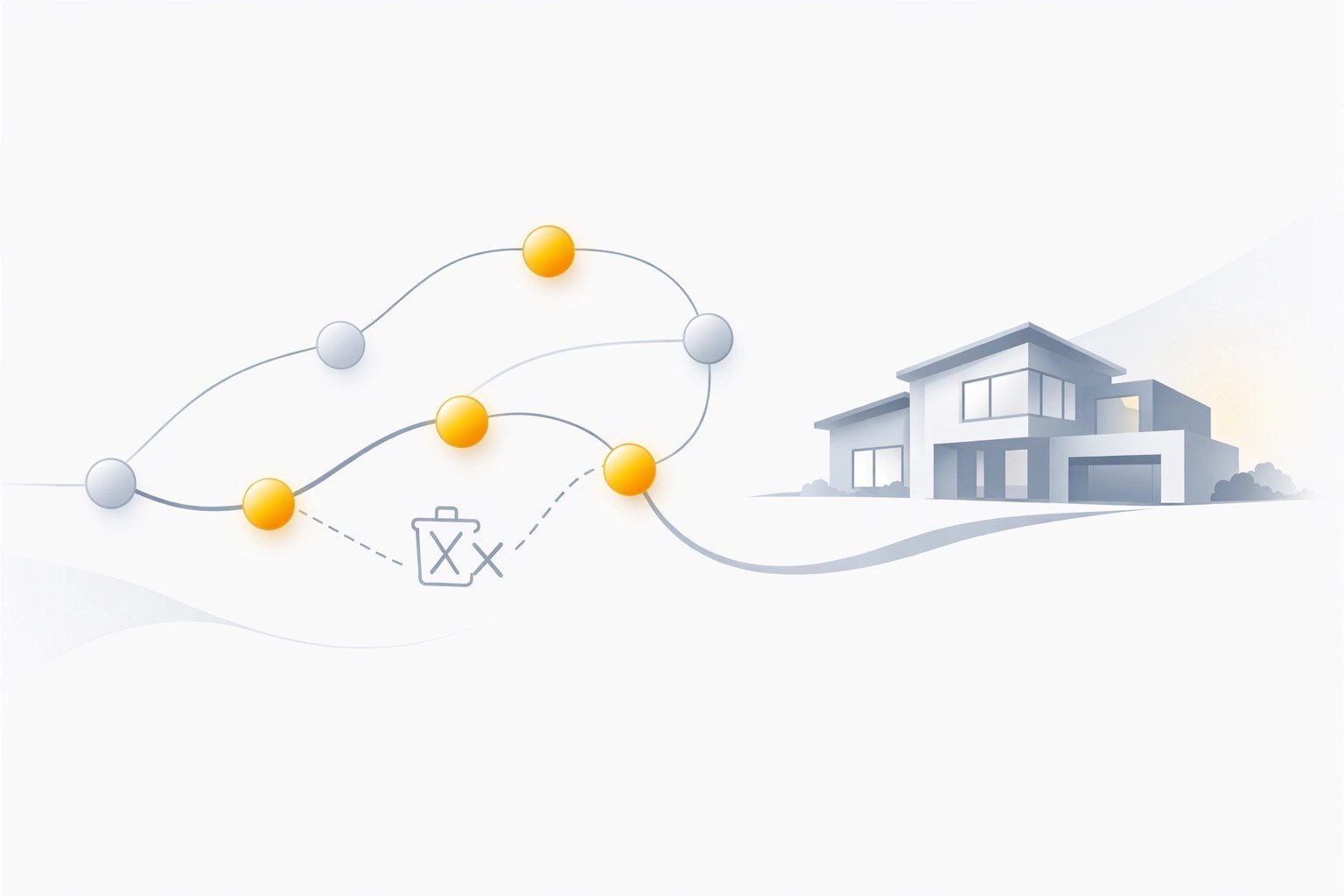 Streamlined supply chain illustration representing an efficient and waste-free custom home building process.