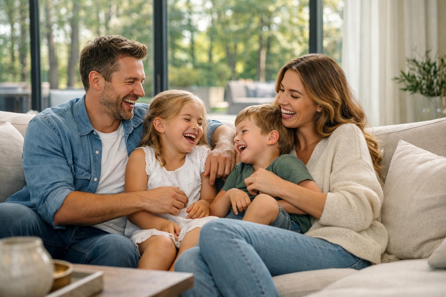 A happy family in their Milton home, illustrating the financial security provided by life insurance.