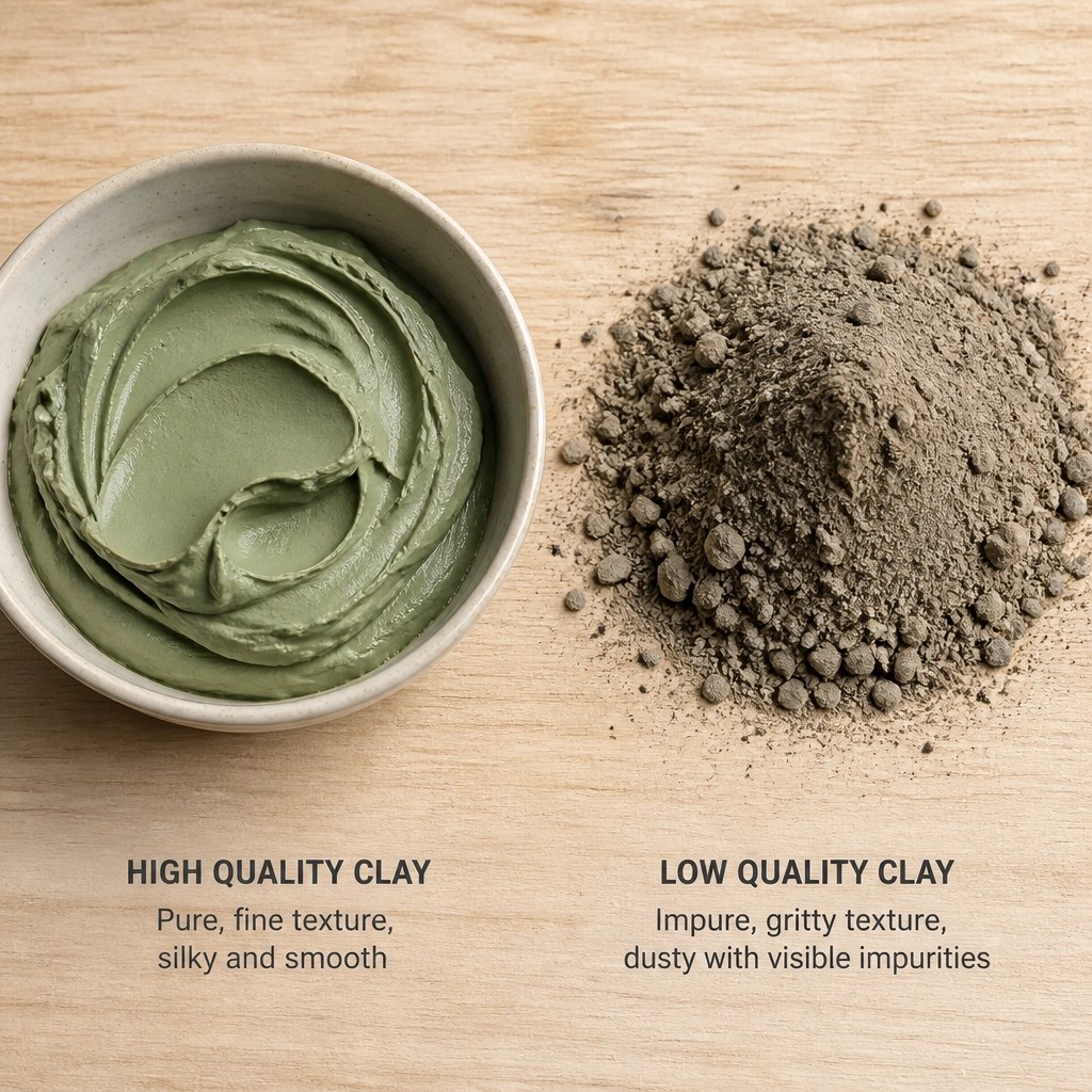 A comparison of pure, high-quality clay versus impure, gritty clay