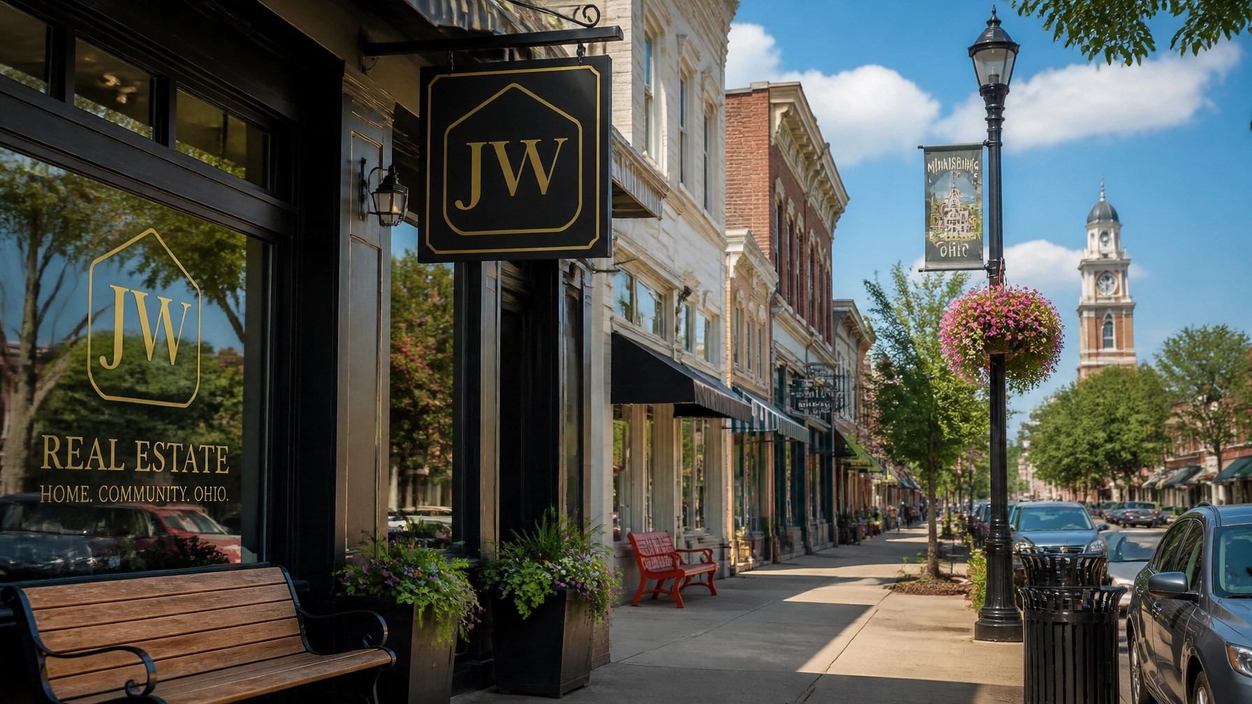 An inviting street view representing the historic and modern charm of local Ohio towns