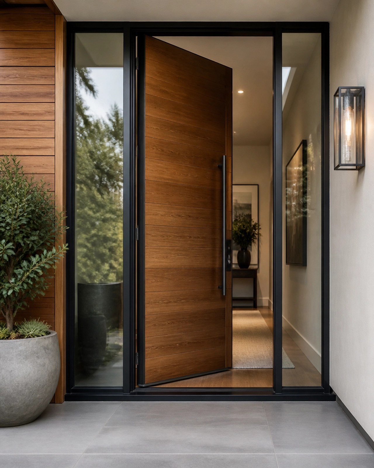 A sleek modern house entrance representing the start of a new chapter