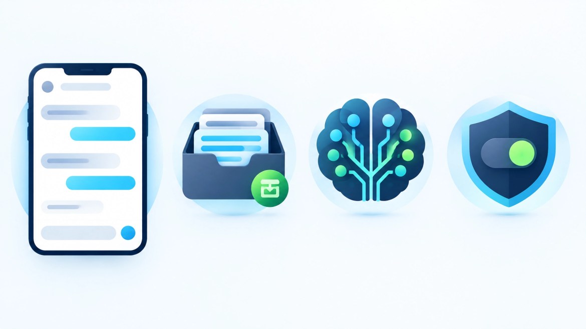 Simple visual guide separating chat history, saved AI memory, model-training controls, and data deletion