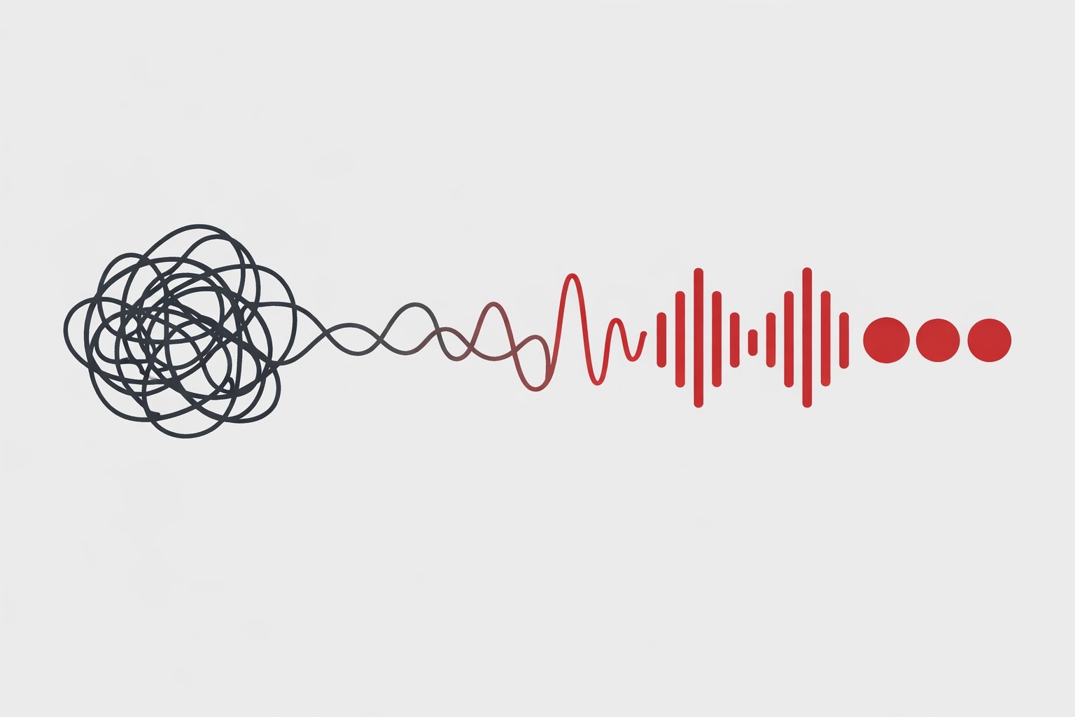 Illustration of a chaotic scribble turning into aligned rhythmic pulses, symbolizing a clear operational cadence.