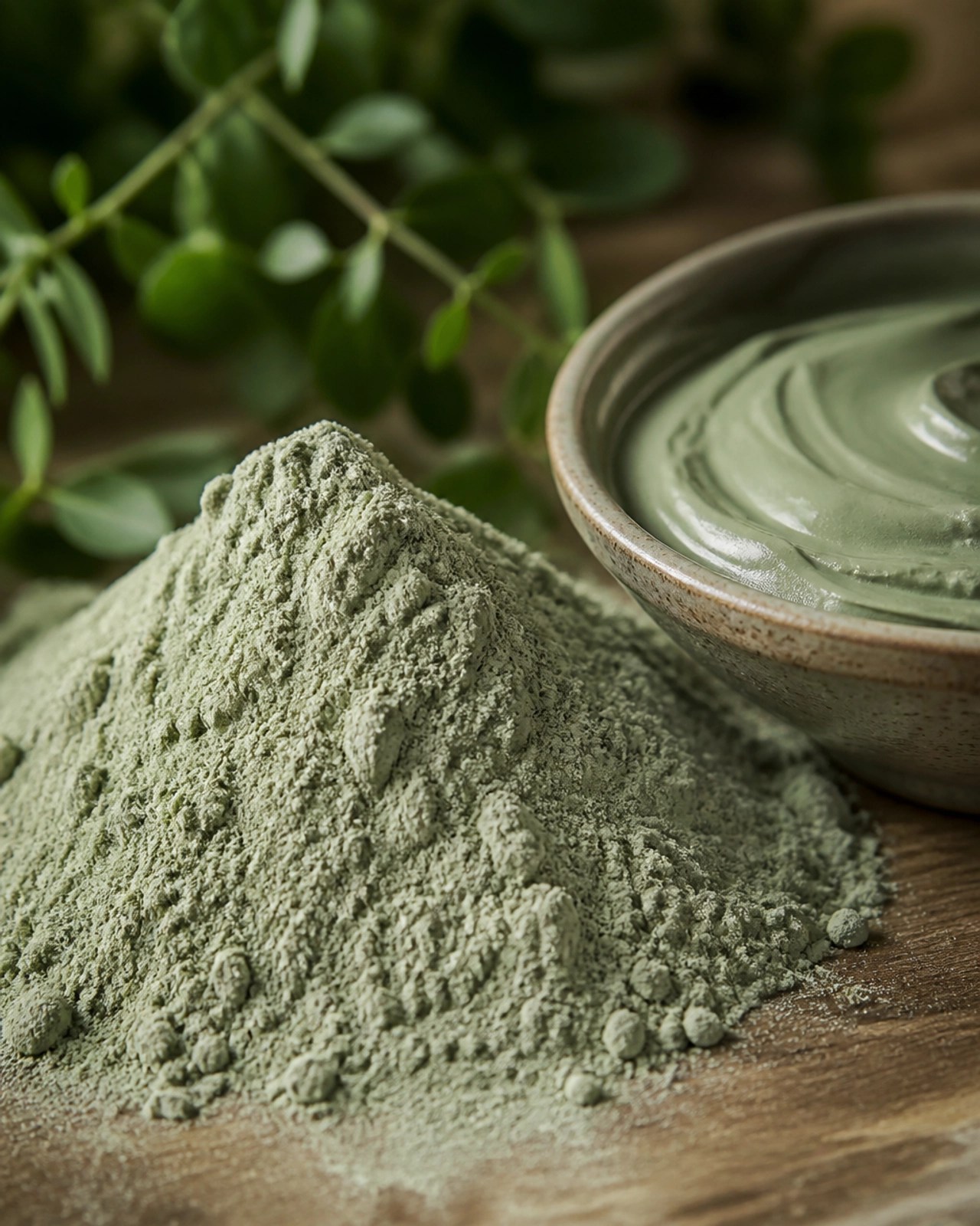 Macro view of pure green clay minerals