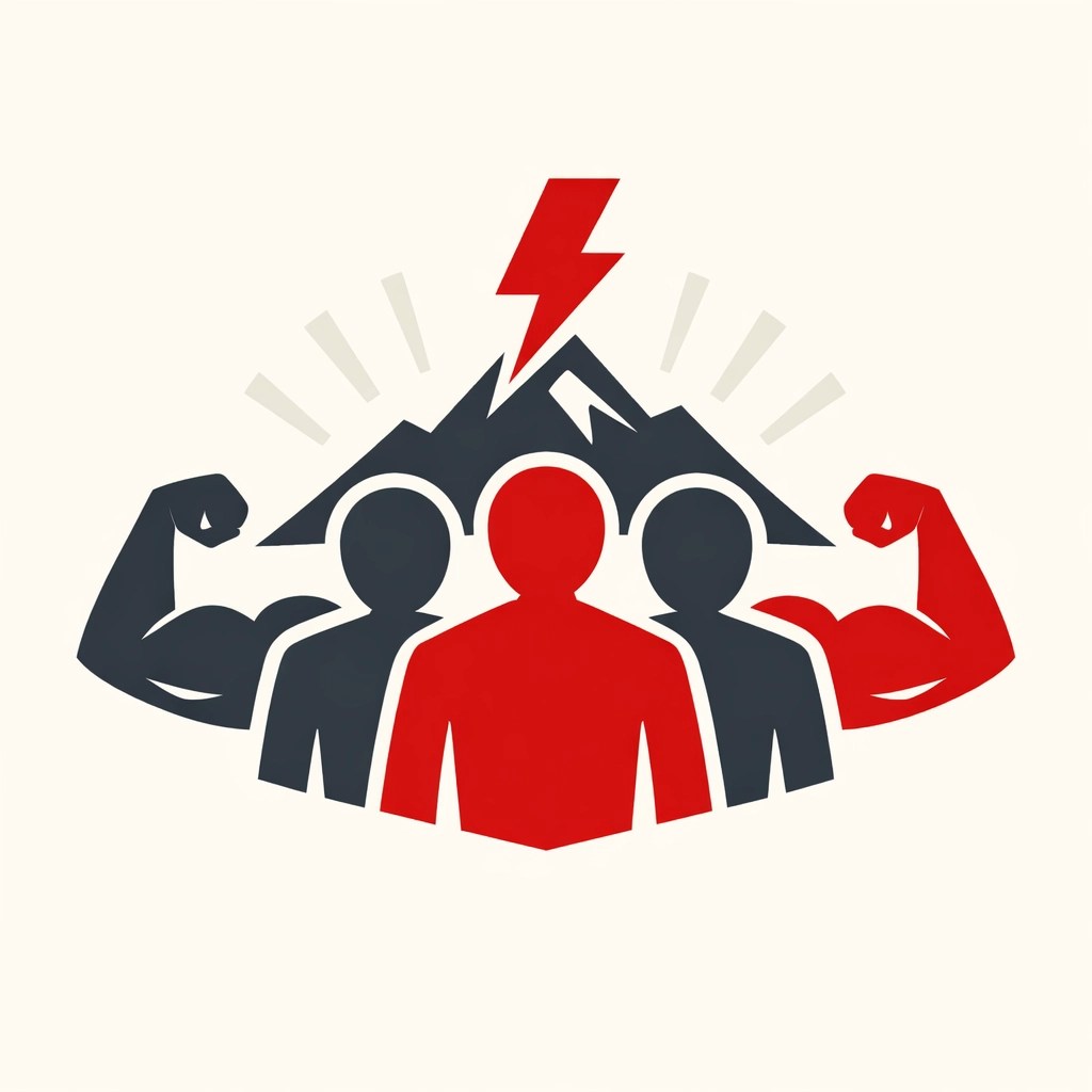 A minimalist illustration of a unified persistent team, representing stability and operations consulting.