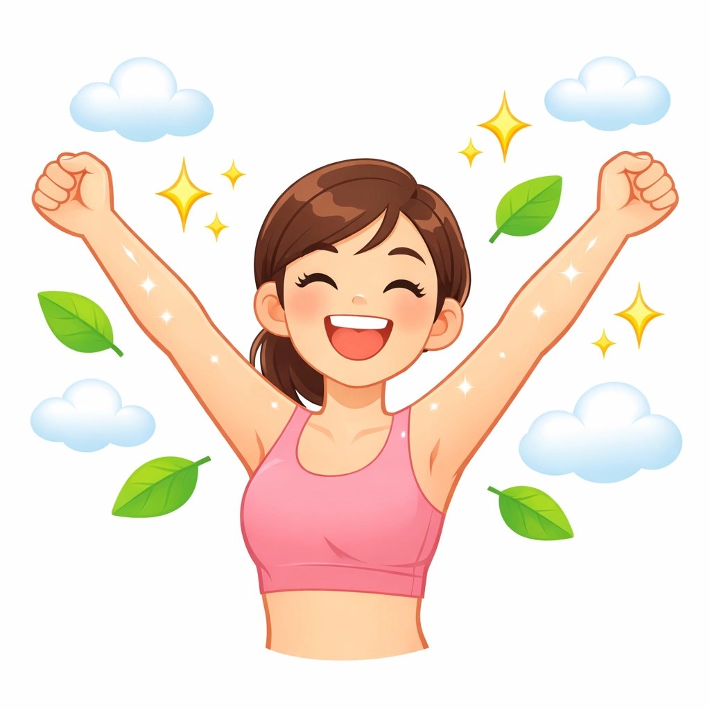 Happy person with healthy underarms using a gentle natural deodorant without baking soda.