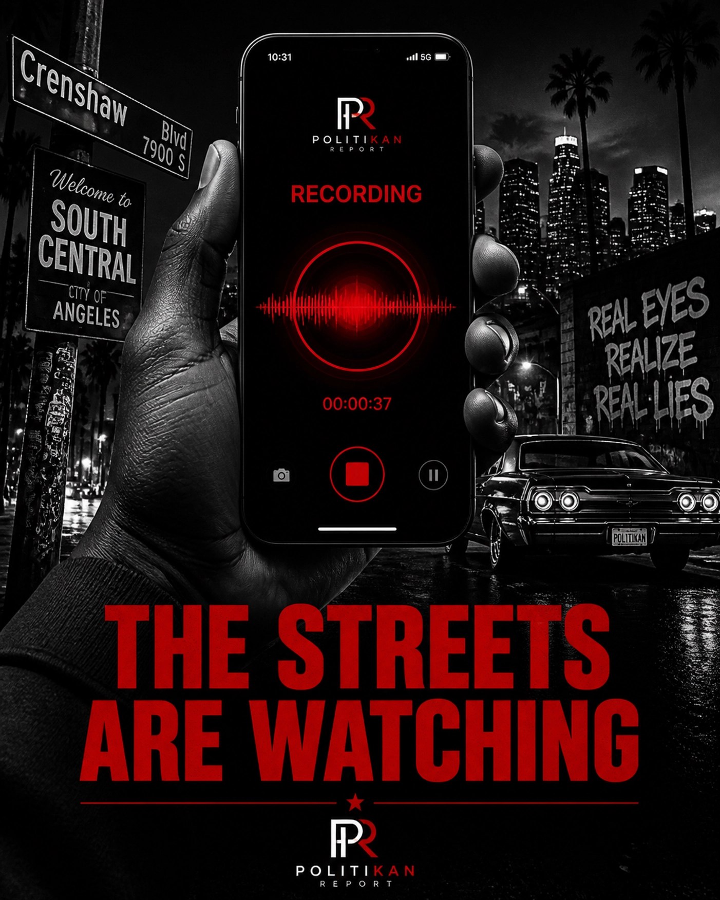 Smartphone recording a city street to capture viral cultural moments and trending news.