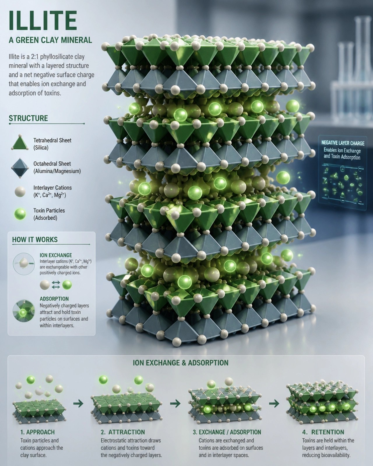 Scientific visualization of clay adsorption
