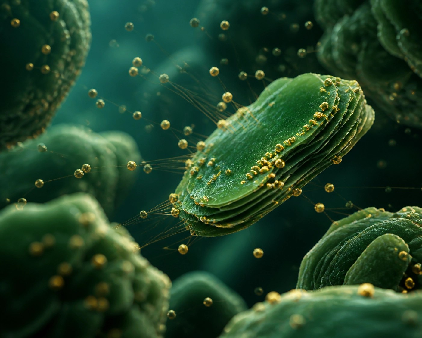 Microscopic view of green clay particles attracting and trapping toxins through adsorption.