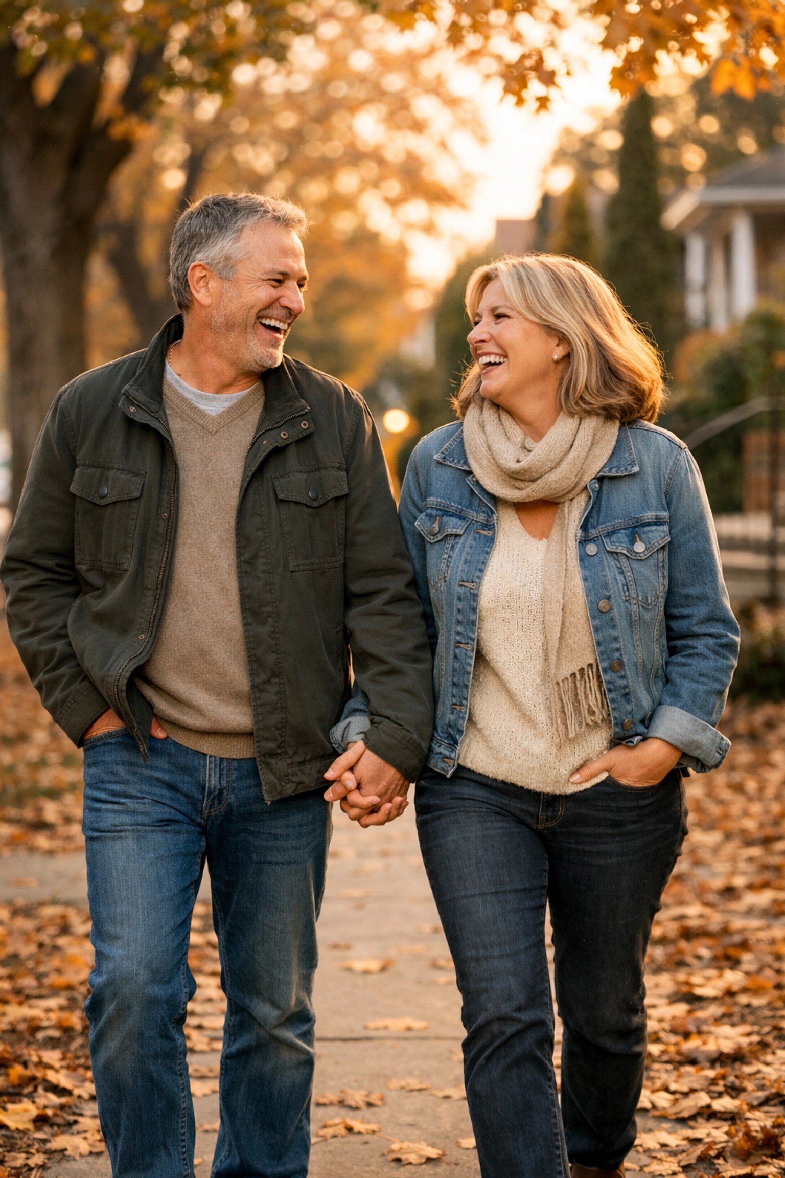 Retired couple walking hand-in-hand enjoying financial freedom from retirement income floor