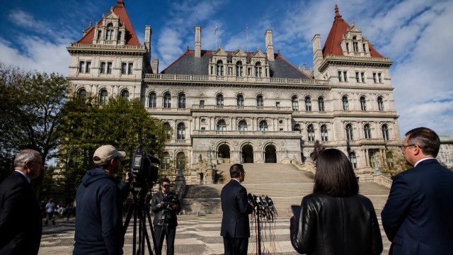 New York State Capitol in Albany representing state oversight of the city’s fiscal condition