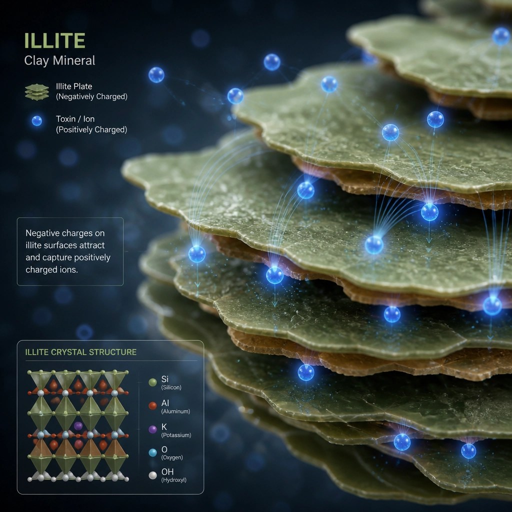 Abstract scientific visualization of clay minerals at a microscopic level