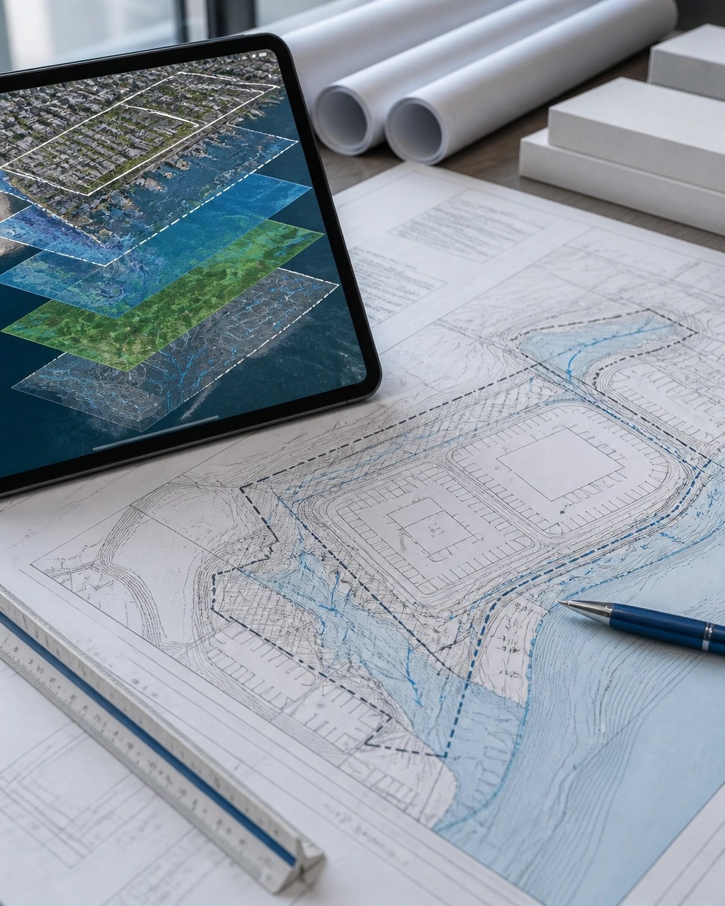 Permit-ready civil plans and GIS layers for a New Jersey waterfront application