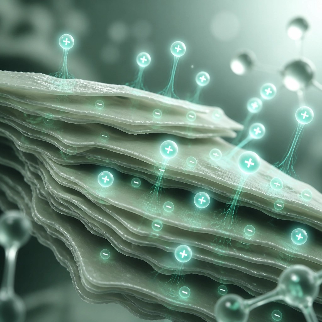Visualization of clay particles attracting toxins