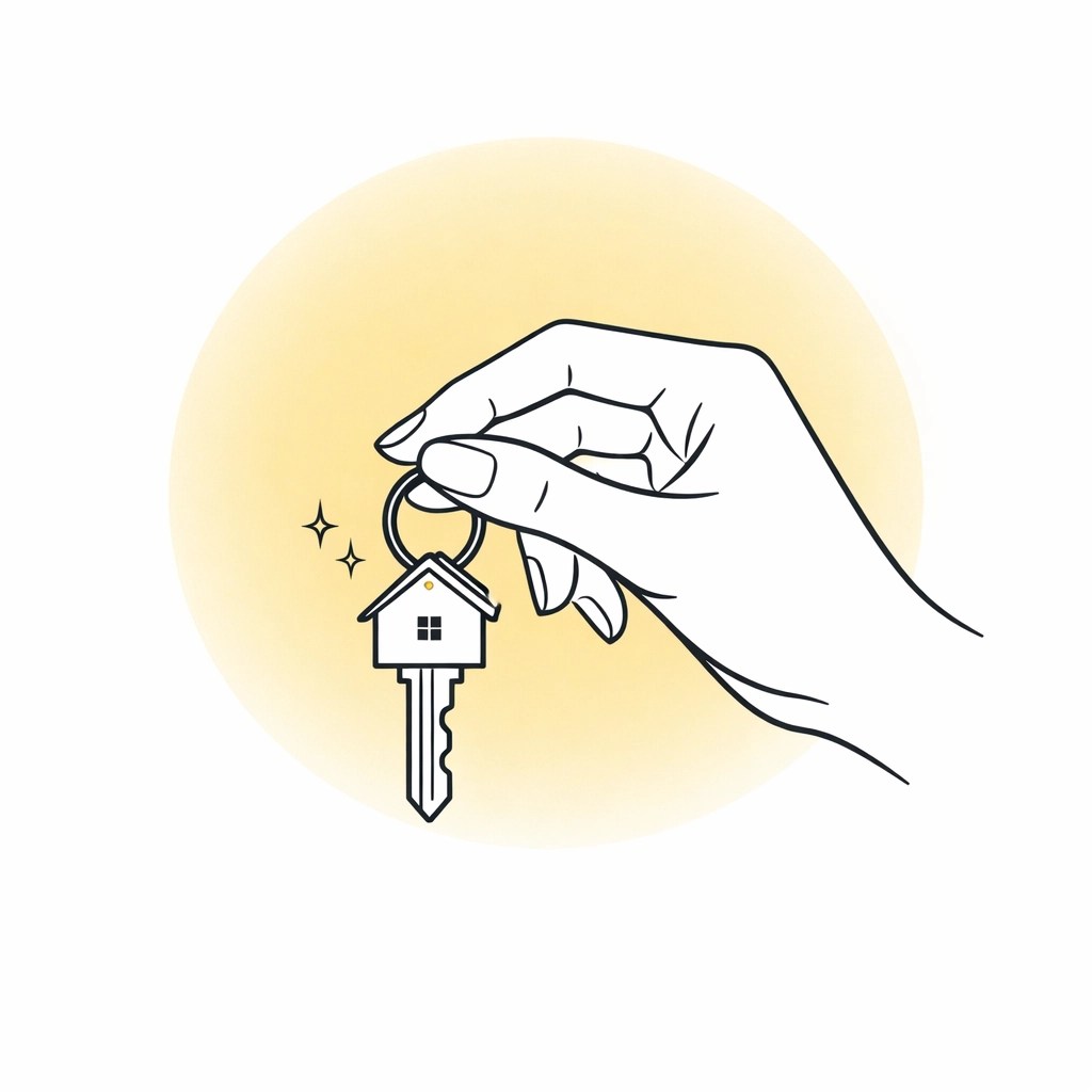 A hand holding keys to a new custom home built on time and within budget.