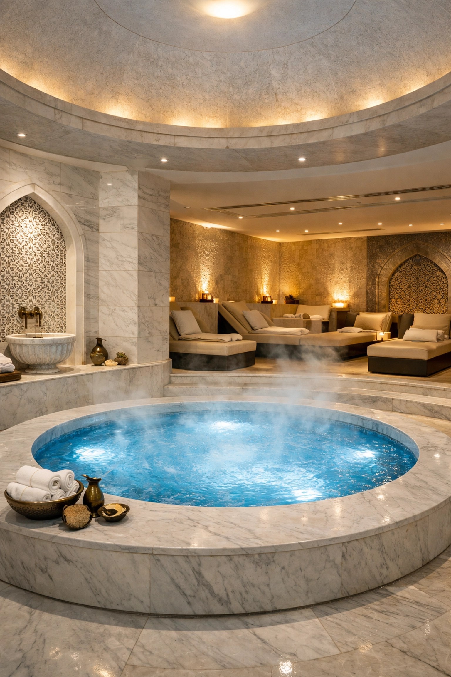 Serene Turkish bath and luxury hydrotherapy pool at the Moon Palace The Grand – Punta Cana Awe Spa.