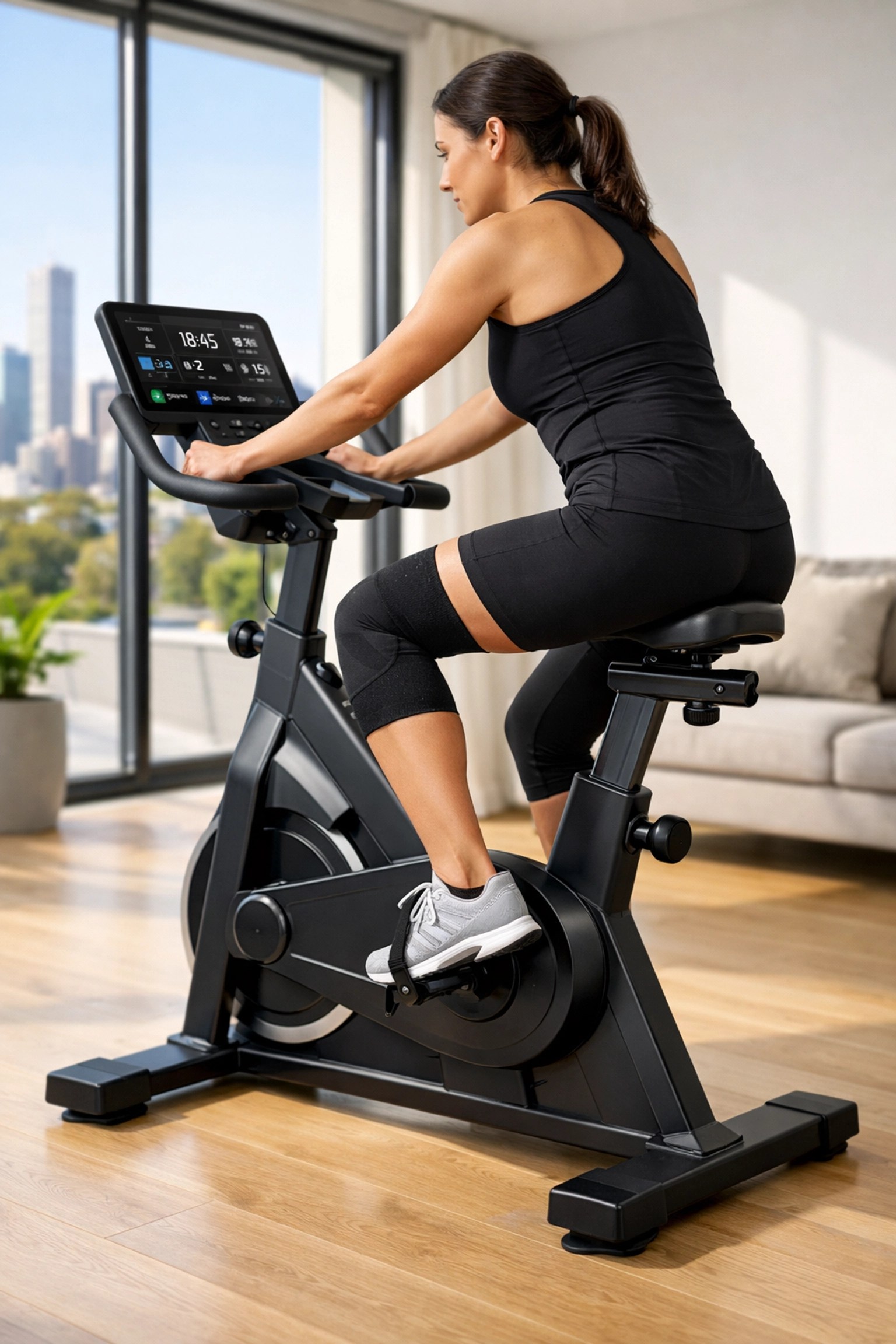Recovering from injury with premium exercise equipment hire in a bright, modern Melbourne home.