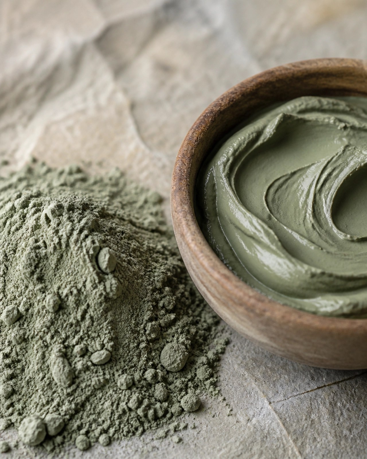 Raw French green clay and prepared paste