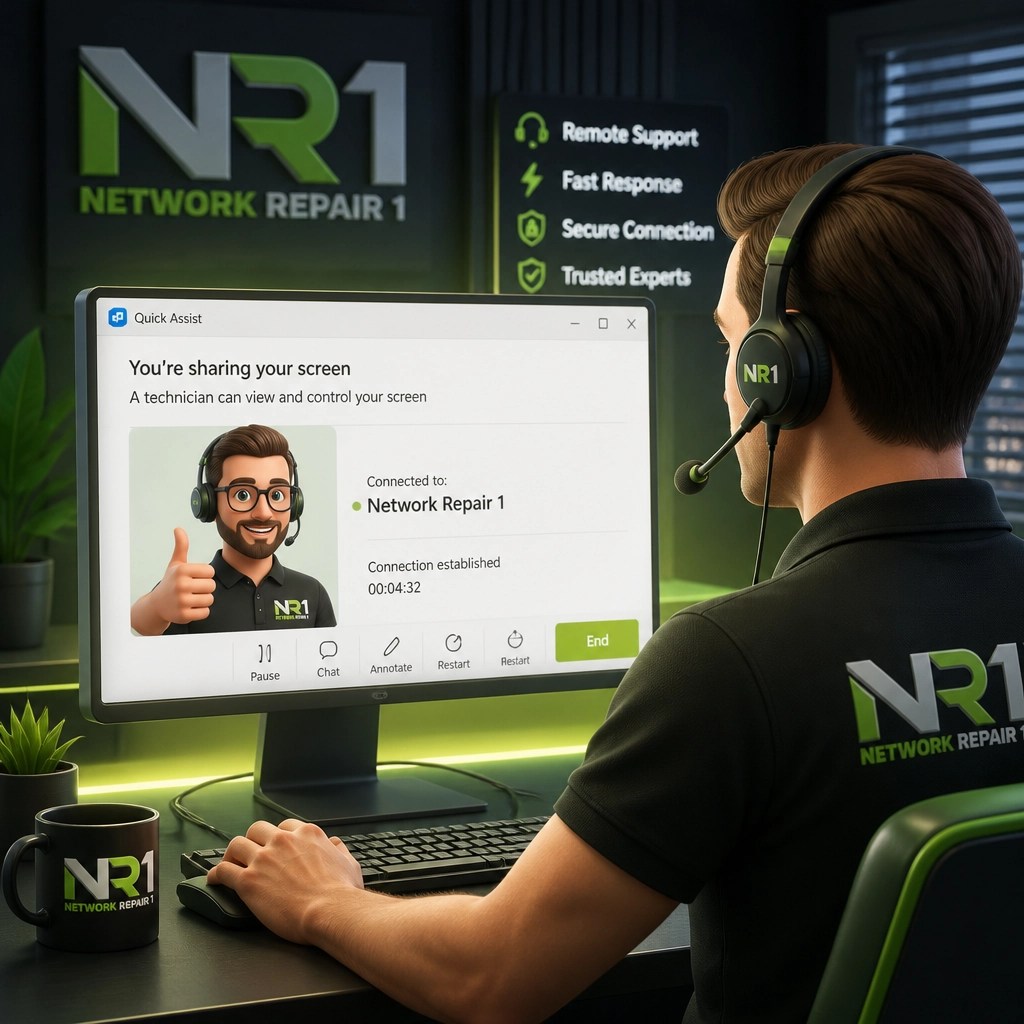 Remote support session featuring Microsoft Quick Assist