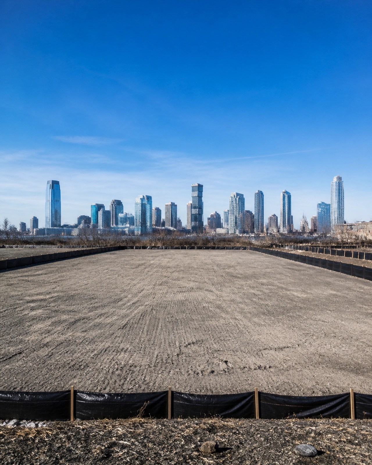 Cleared and remediated construction site in New Jersey, ready for development.