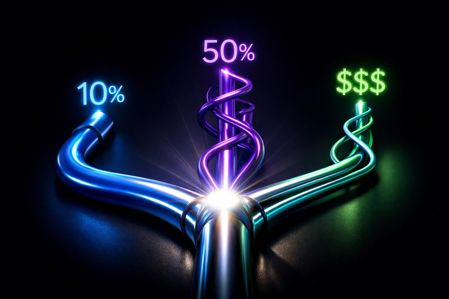 Three pathways representing agency scaling options: white label, freelancers, and in-house hiring