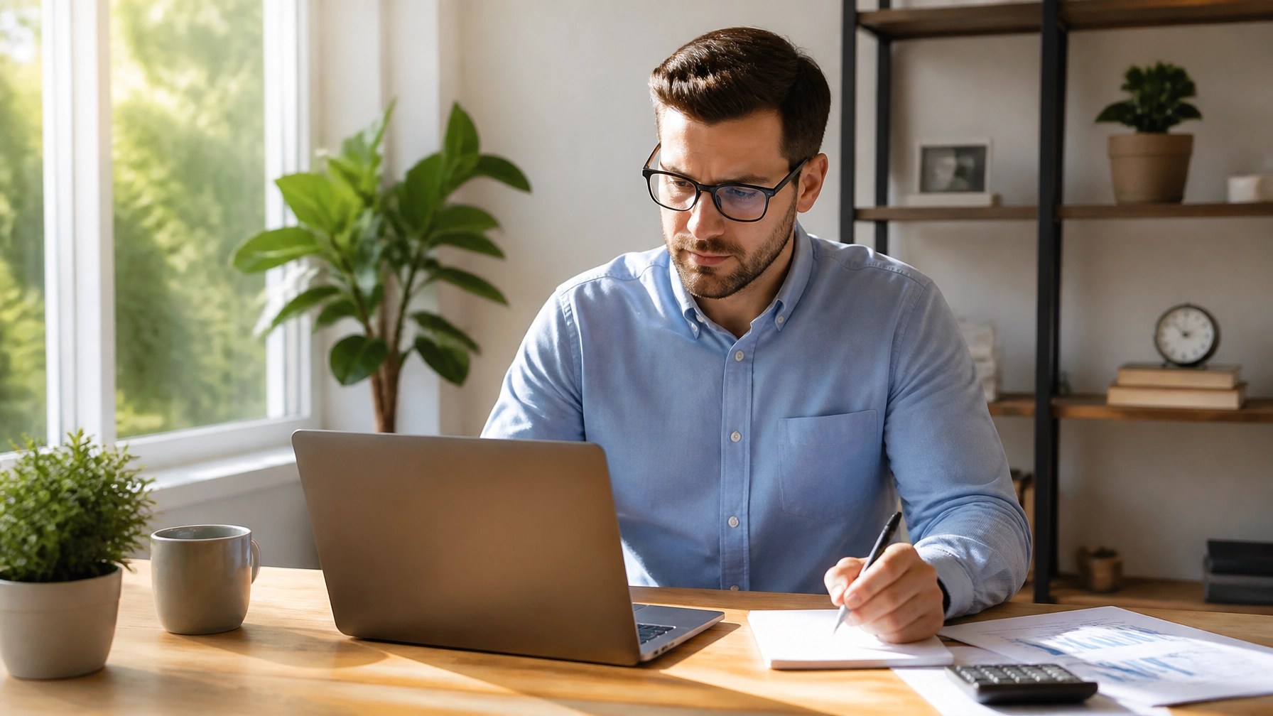 Business owner calculating health insurance tax credits and budgets