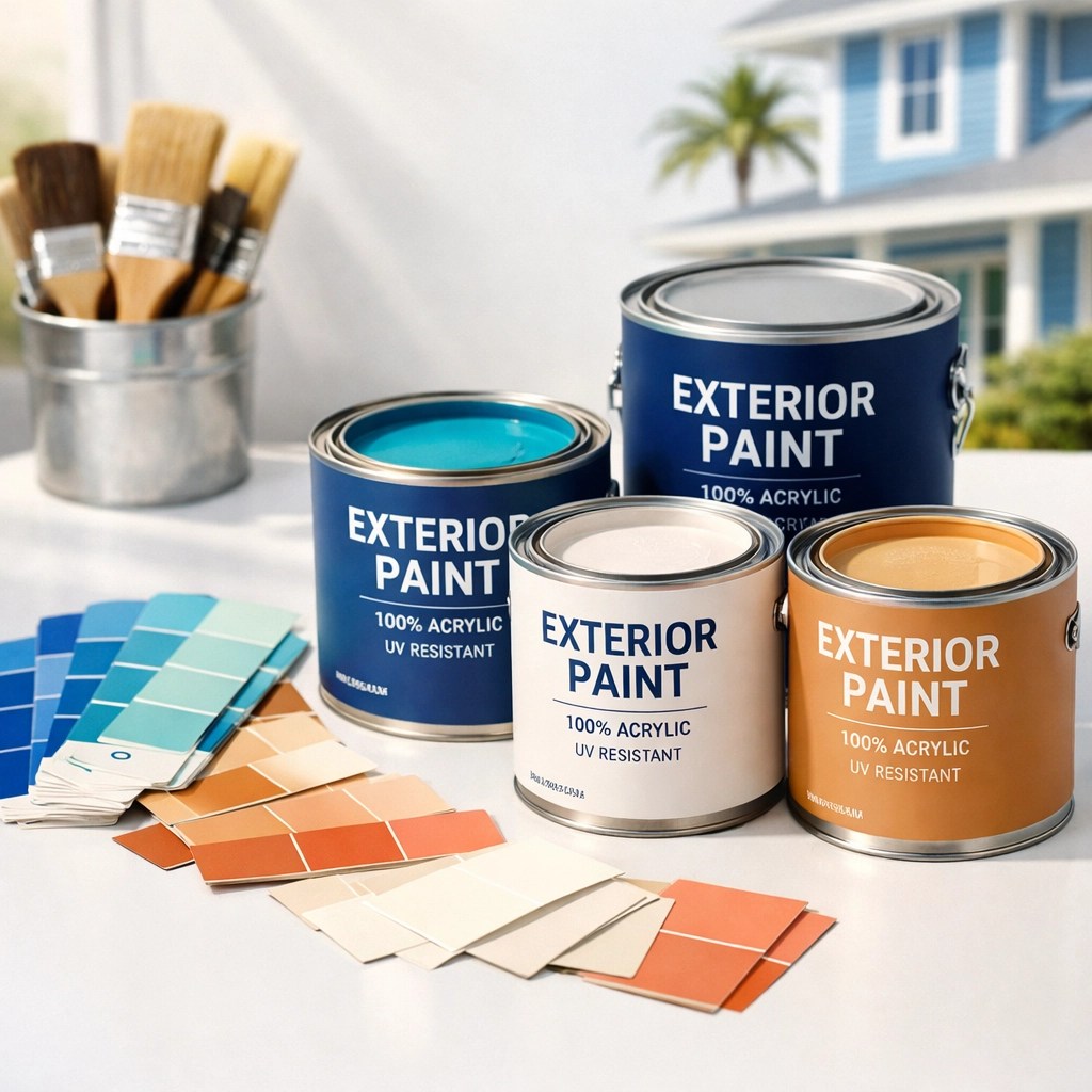 UV-resistant acrylic exterior paint cans for Florida coastal homes