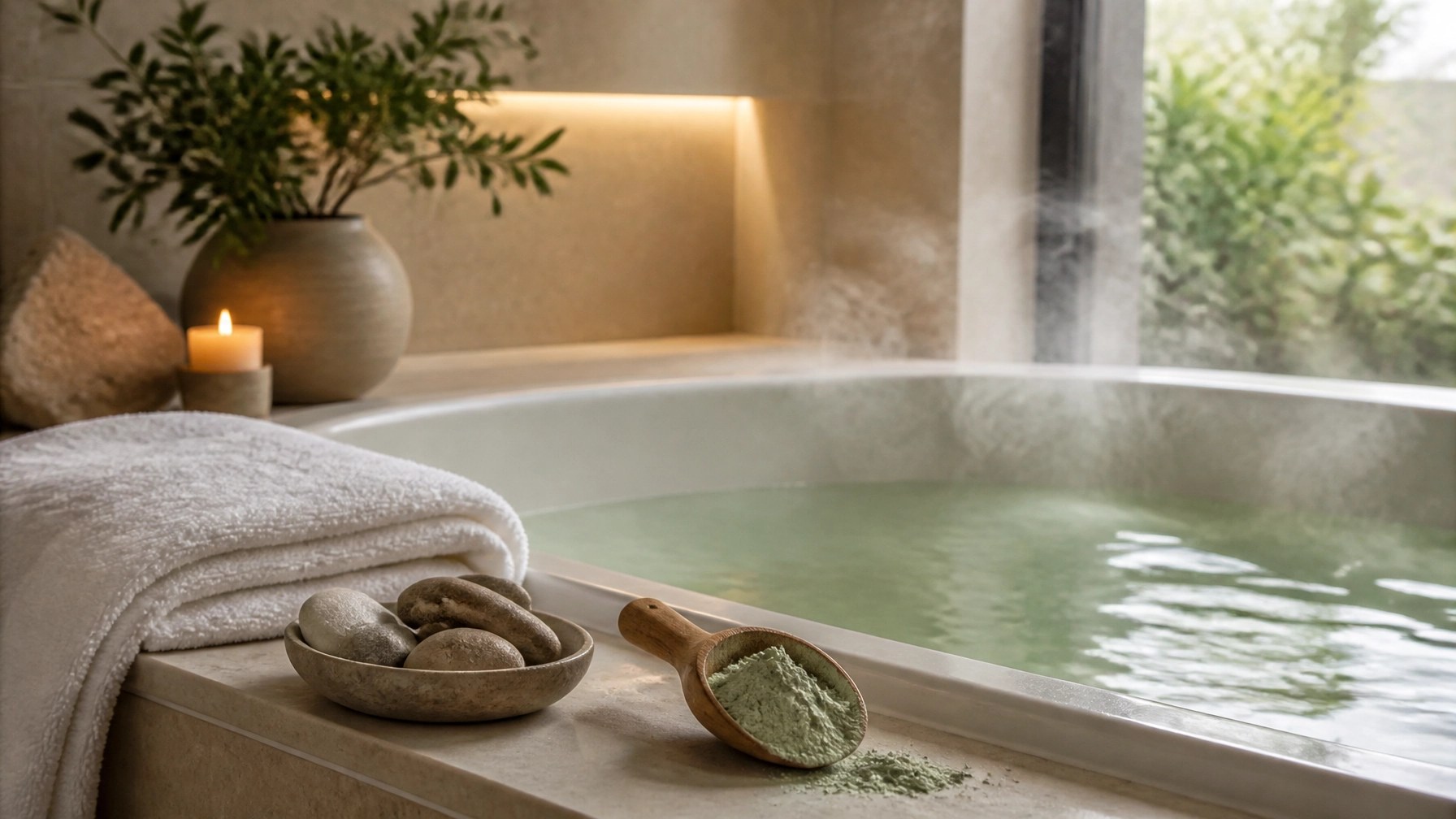 Relaxing detox clay bath setting