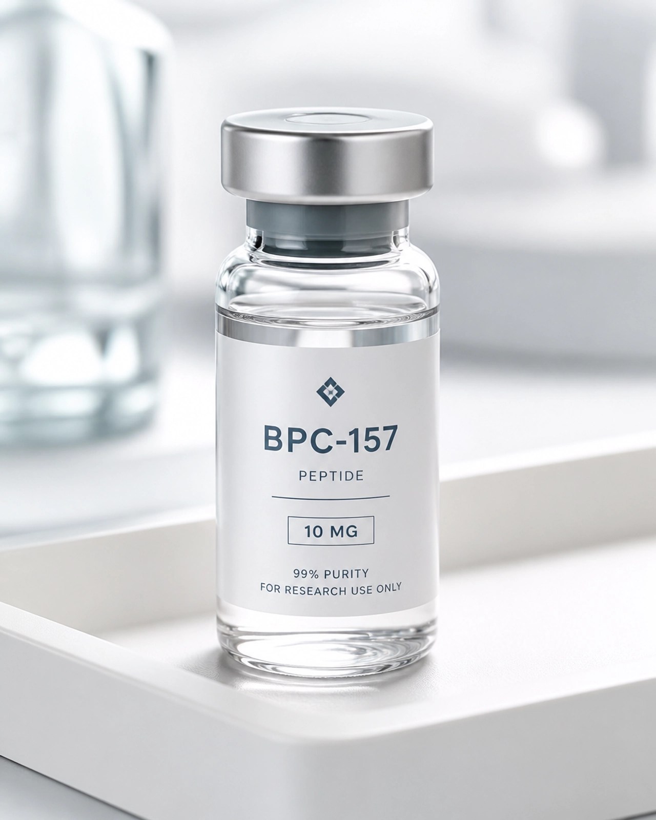 Close-up of a high-quality clinical peptide vial