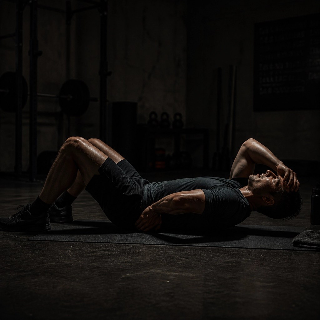 Exhausted athlete struggling with recovery