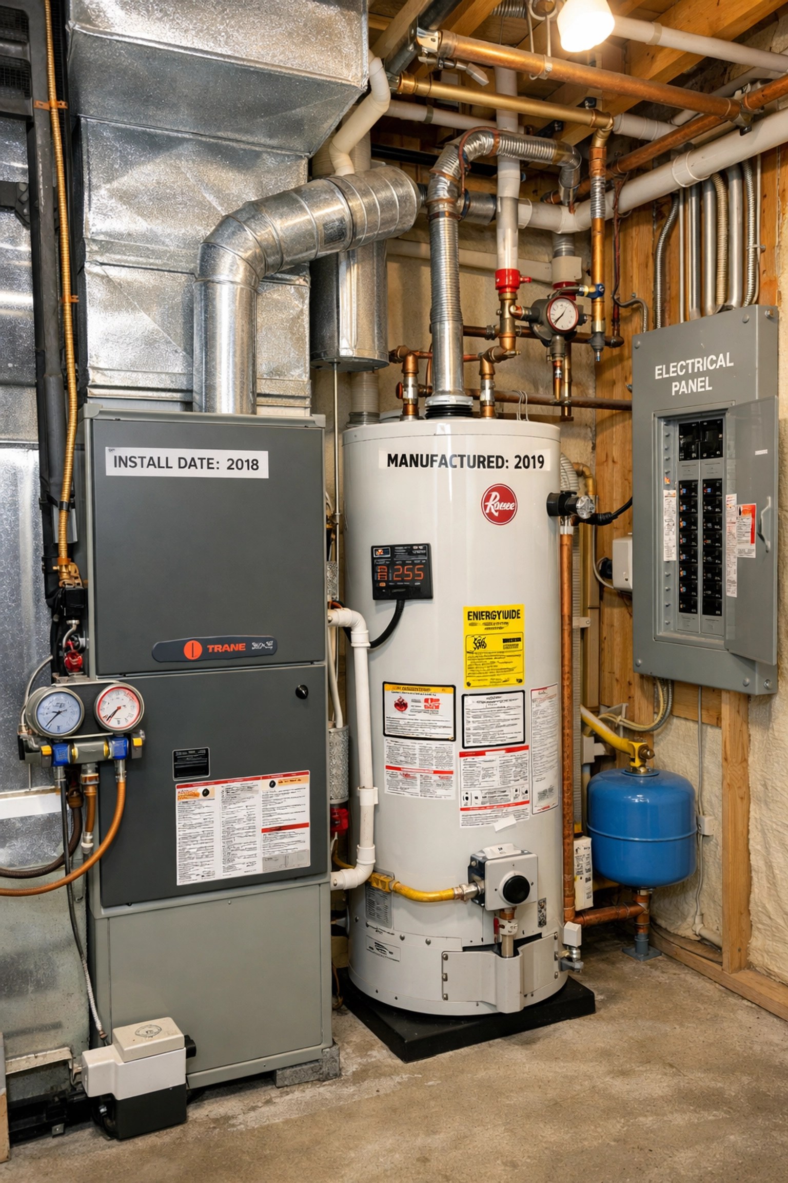 Home HVAC system water heater and utilities requiring monthly maintenance costs