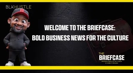 The Briefcase podcast graphic featuring bold branding and entrepreneur character