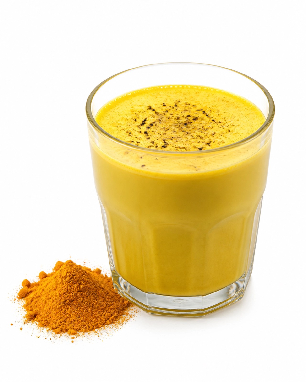 Leche dorada preparada con cúrcuma y ashwagandha