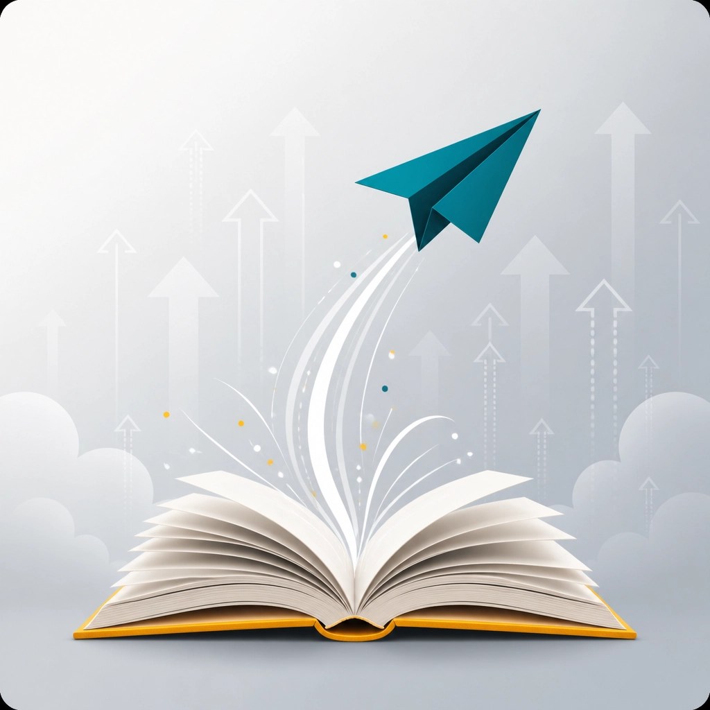 The symbolic Spark-ED paper plane flying out of a book, representing education as a launchpad.