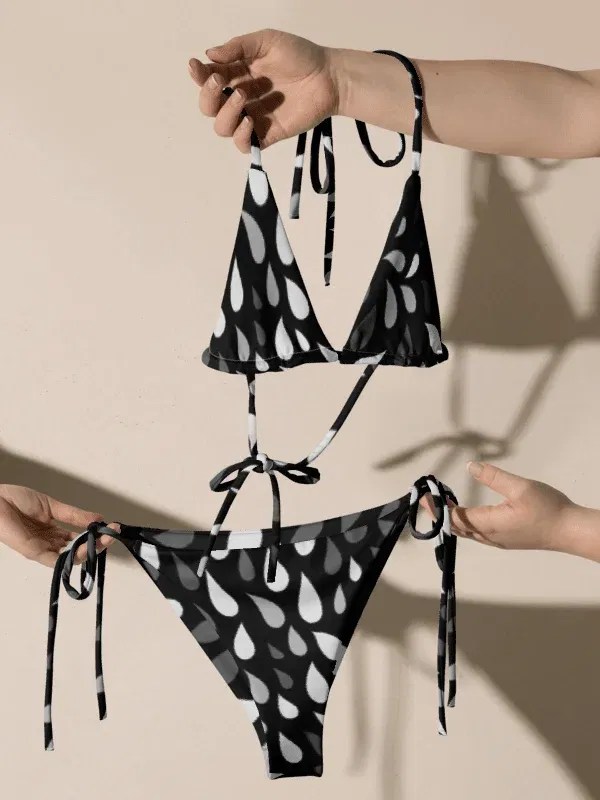 His House women's raindrop-print bikini set designed for coordinated faith-forward beach style