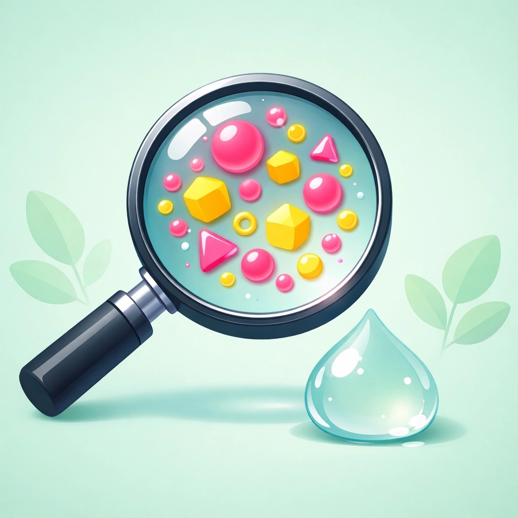 Illustration of a magnifying glass uncovering synthetic chemicals to find a safe deodorant without parabens.