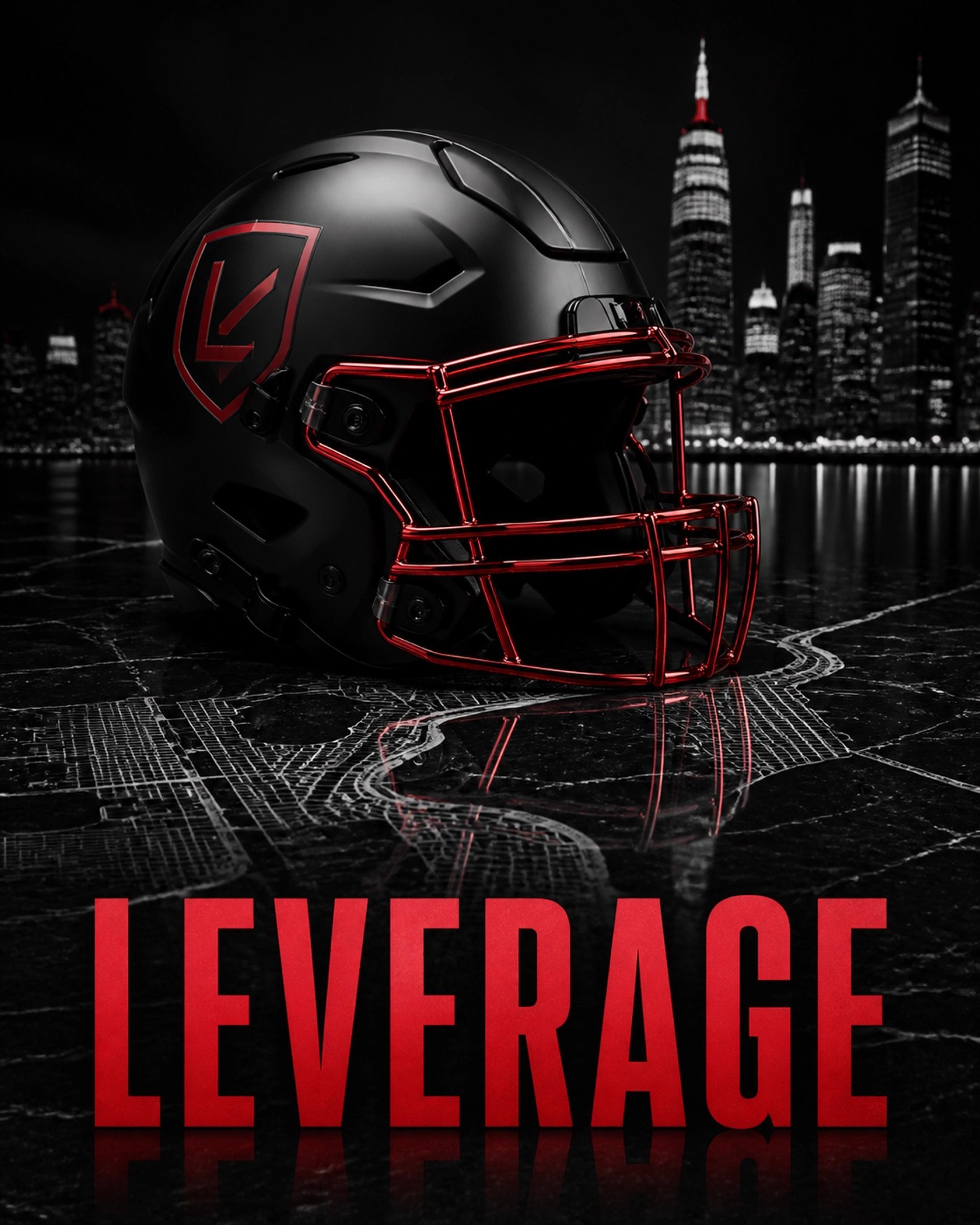 Professional black football helmet with red accents, illustrating the business leverage of NFL athletes.